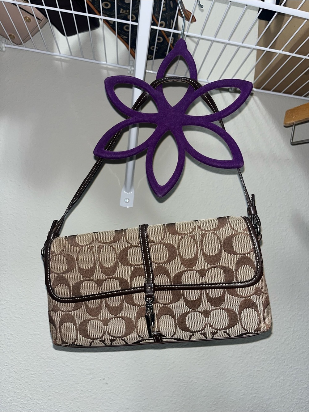 Coach Tan & Brown Signature Canvas Shoulder Bag